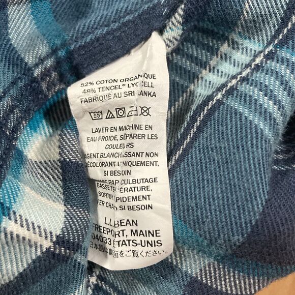 L. L. Bean Flannel Plaid Teal Shirt (Men’s Size XXL Tall) EUC • Slightly Fitted - Picture 4 of 5